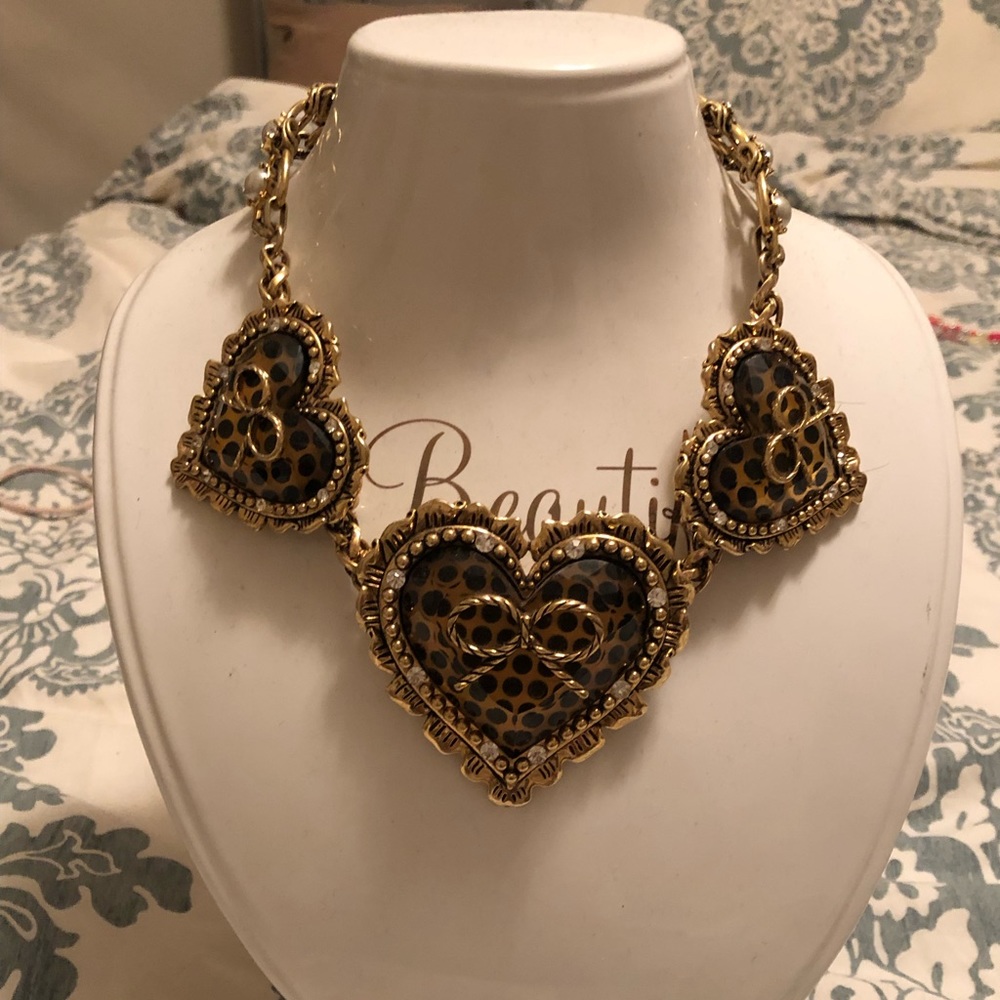 Betsey Johnson Leopard heart necklace